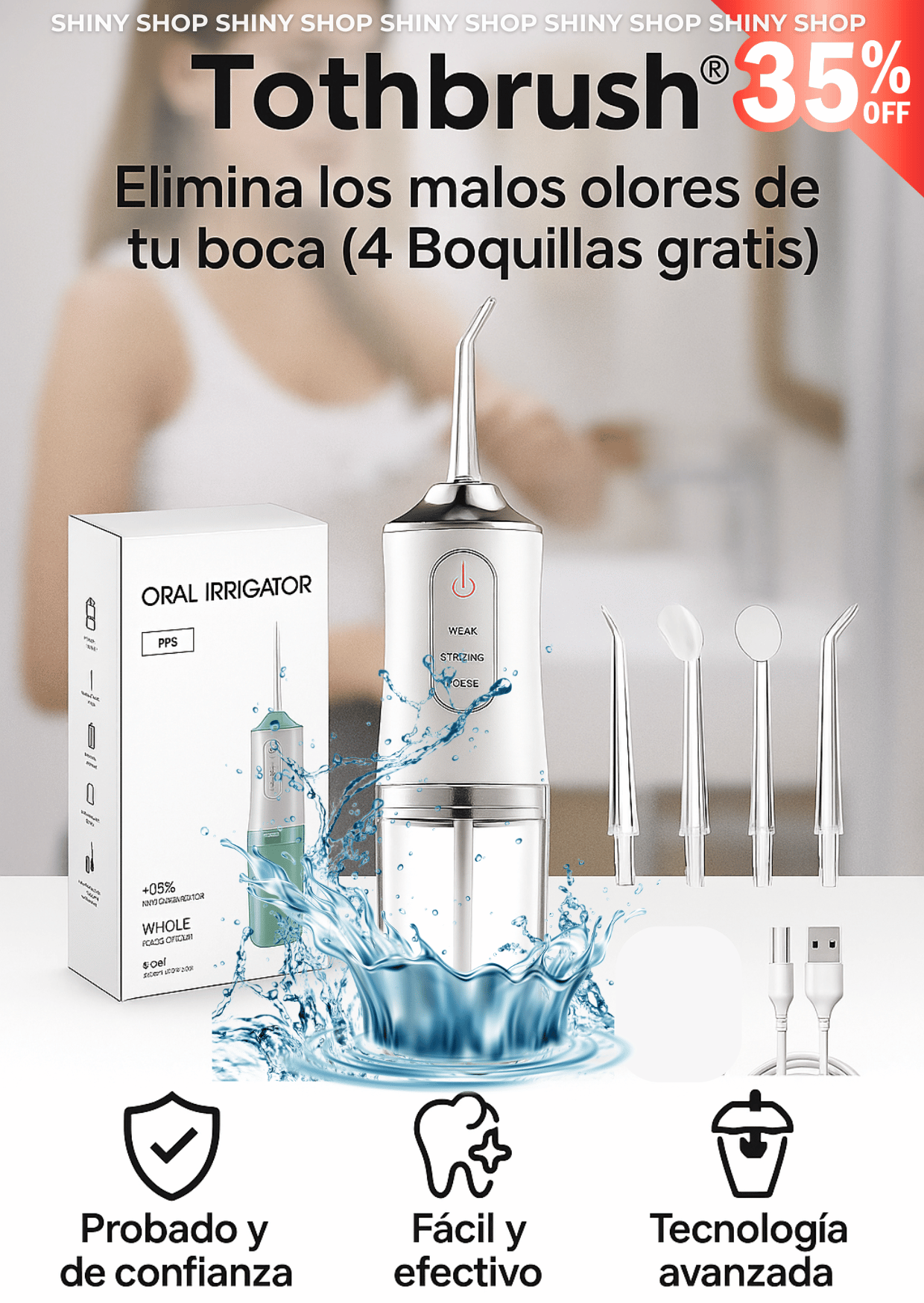 🦷 LiquiBrush®I Elimina los malos olores de tu boca (4 Boquillas gratis)